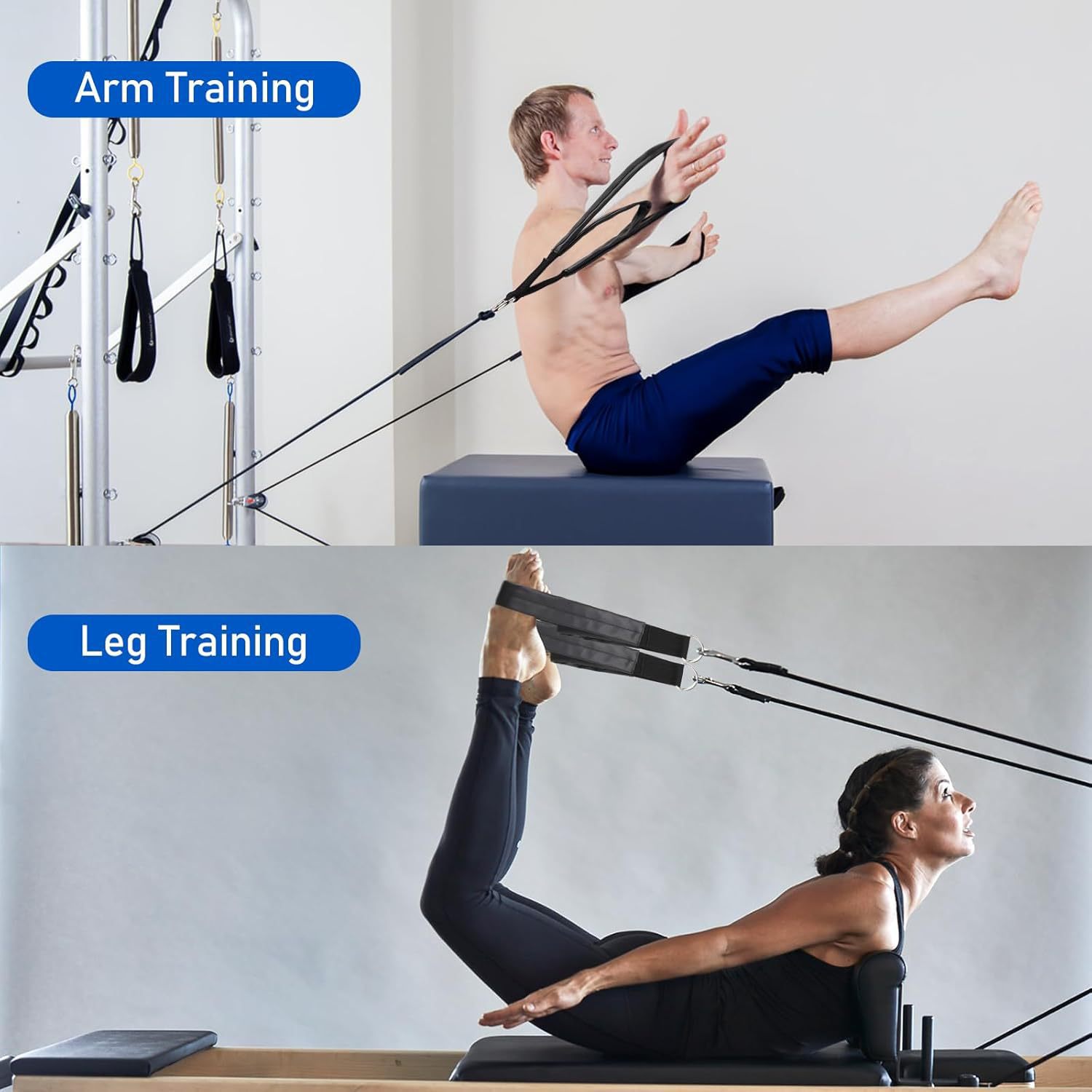 Pilates Ankle Strap - Double Ring Elastic Yoga Pilates Bed