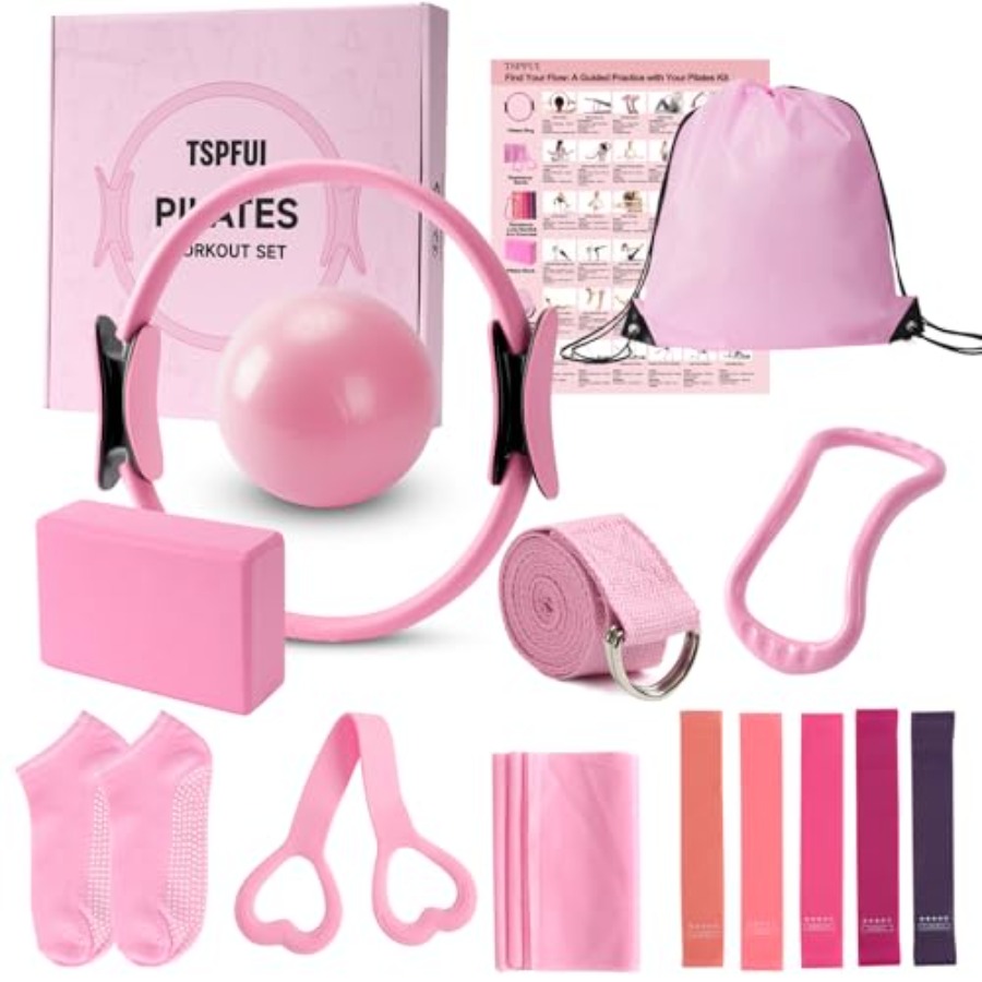 Pilates Yoga Ball Workout - Pilates Ring Kit for Women with