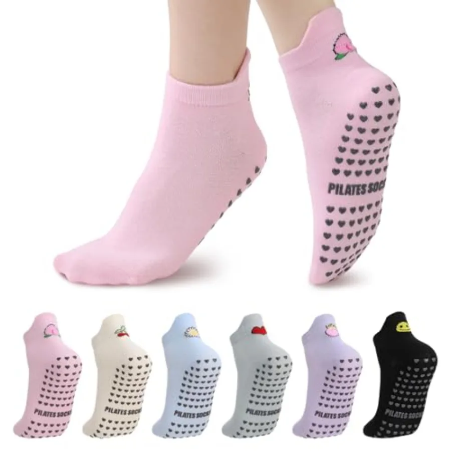 6 Pairs Pilates Socks with Gri - Pilates Yoga Barre review and price