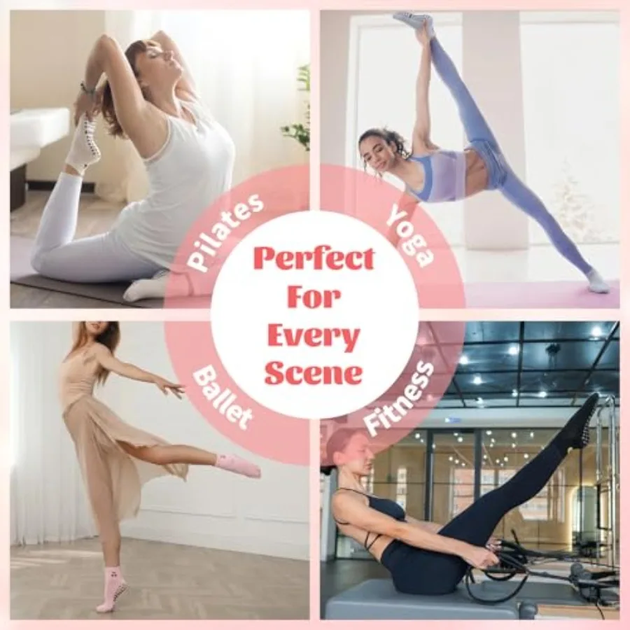 6 Pairs Pilates Socks with Gri - Pilates Yoga Barre review and price