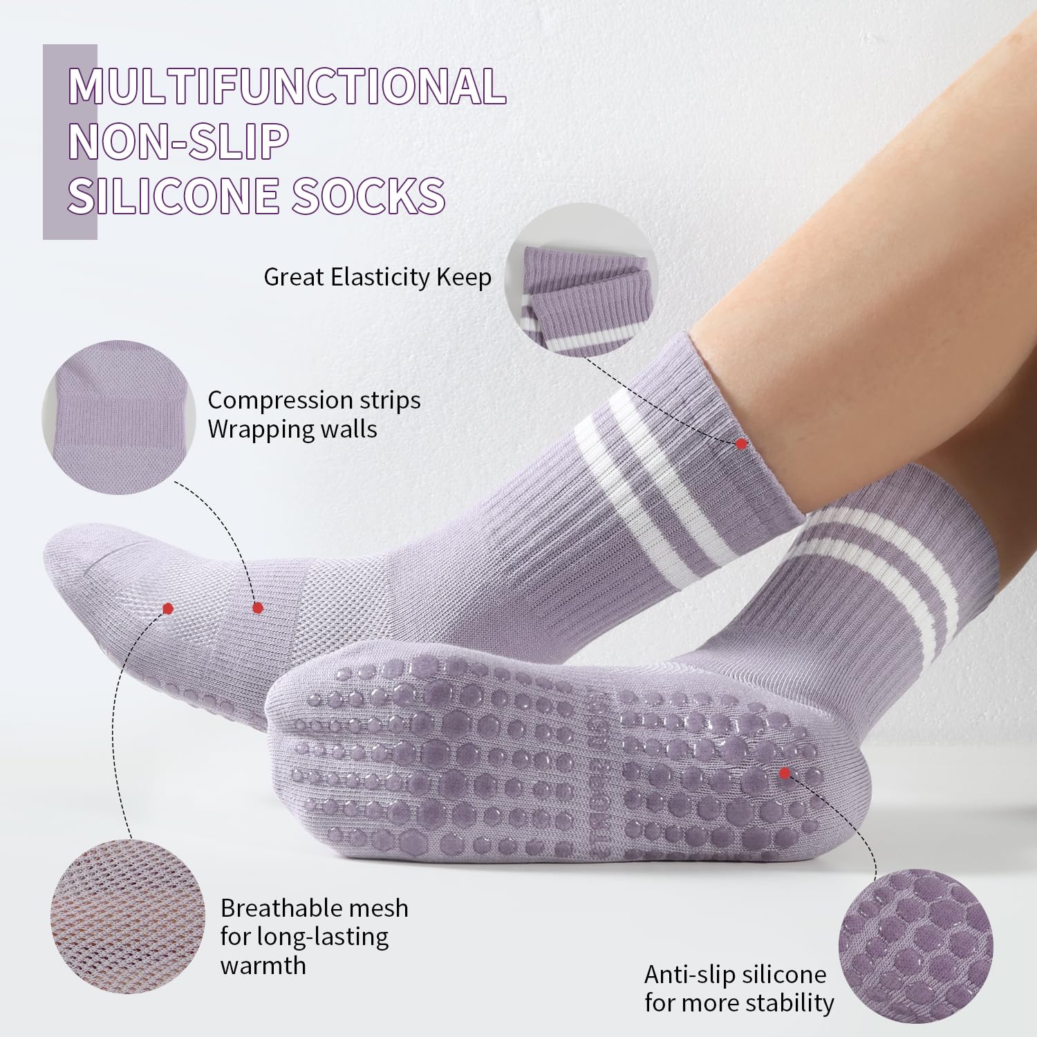 4 pairs BUDERMMY Pilates Socks - Pilates Yoga Barre review and price